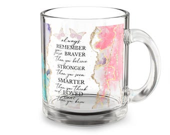 Inspirierender Glasbecher - 10oz | Perfekt für Kaffeeliebhaber, Motivationsgeschenk, Wohnkultur, Selbstfürsorge, Entspannung