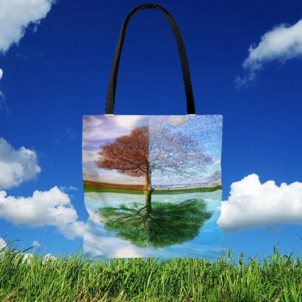 Four Seasons- AOP Tote Bag Foliage-Spring-Summer-Fall-Winter-New England-Calendar Year-16x16"/18x18"