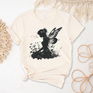 Fairy Silhouette Tee - Magical T-Shirt, Enchanted Apparel, Gift for Garden Lovers, Fantasy Fashion, Nature Inspired Clothing