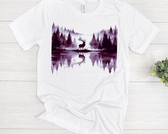 Serene Wilderness Tee - Nature Lovers, Adventure Gifts, Camping Apparel, Eco-Friendly Fashion, Unisex Graphic Deer T-Shirt