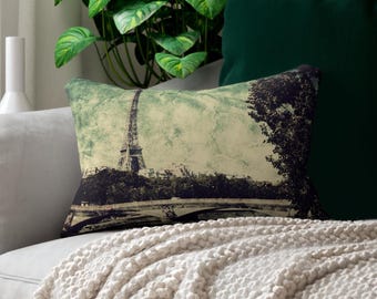 Eiffelturm Paris Lendenkissen - Dekokissen für Wohnzimmer, Wohnkultur Akzent, Geschenk für Reisende, Französisches Vintage Wohndekor 50x36cm