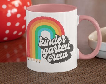 Kindergarten Crew - Accent Coffee Mug, 11oz, Back to School, Teacher Gift, Elementary School, Pre-K, Gift for Teacher