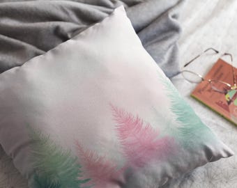 Pastel Trees Pillow - Nature Lover Home Decor, Soft Tree Design Cushion, Botanical Throw Pillow, Square Accent Pillow