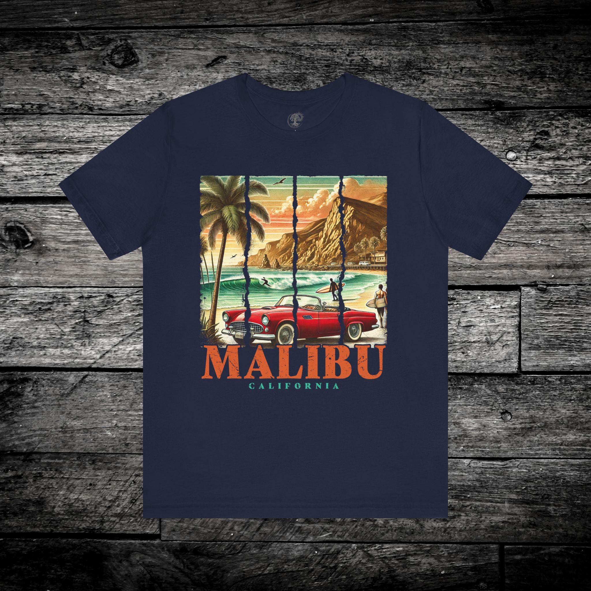 Malibu Retro Tee - Vintage California Vibes, Unisex Summer Tee 