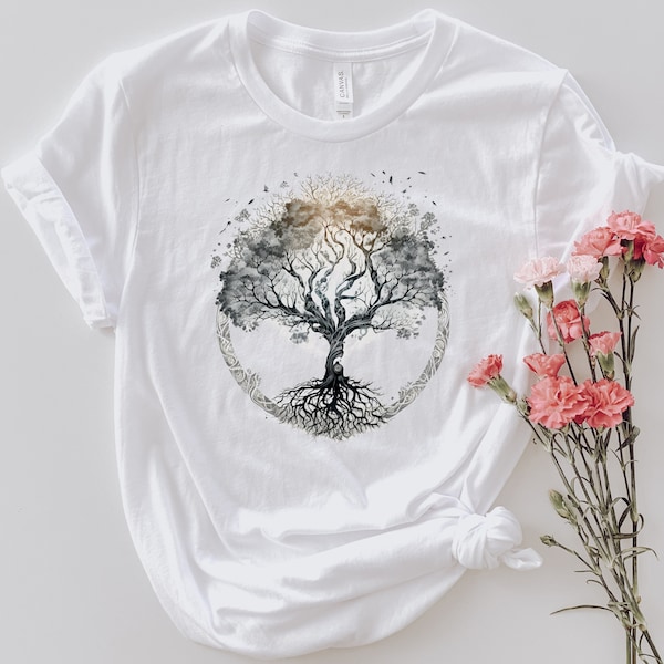 Tree Of Life Shirt - Unisex Short Sleeve Tee, Watercolor Design, Nature Lover, Sacred Tree