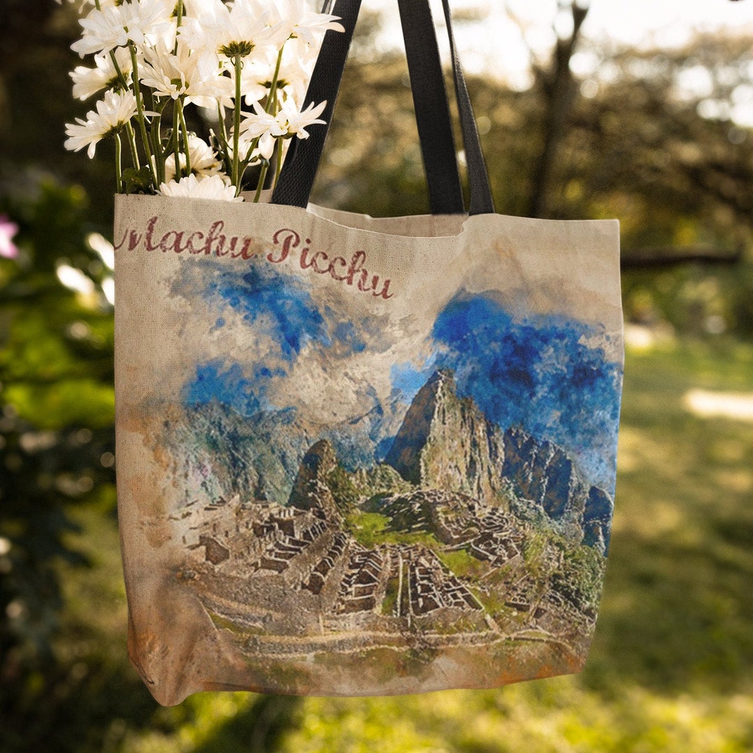 Machu Picchu TOTE BAG, Peru, Cuzco Region, Incan Ruins, Watercolor