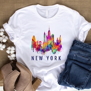 New York Skyline - UNISEX Short Sleeve Tee, Graphic tshirt, NYC, Manhattan, Brooklyn, Queens, Bronx, The Big Apple Souvenir