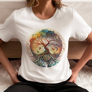 Tree of Life T-Shirt, Nature Graphic Tee, Unisex Cotton Shirt, Forest Design Top, Sacred Tree, Men Women Clothing Gift, Yoga Shirt