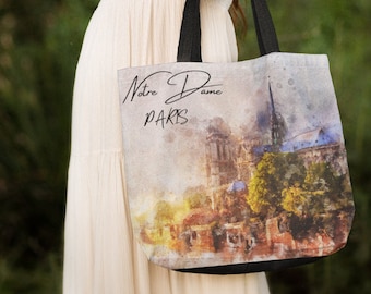 Notre Dame - Tote Bag, Paris France, Latin Quarter Cathedral, Sienne, 4th Arrondissement, Multi Purpose Bag