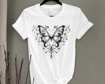 Elegant Butterfly Graphic Tee - Gift for Nature Lovers, Casual Wear, Summer Top, Butterfly Art Apparel