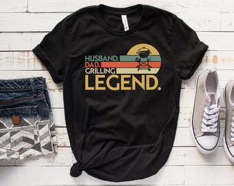 Dad The Legend -Unisex Short Sleeve Tee, Graphic tshirt, "Husband Dad Grilling LEGEND", Father's Day, Gift for Dad