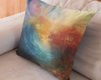 Autumn Ocean Pillow - Spun Polyester Square Pillow, Foliage Pillow, Fall Home Décor, Throw Pillow, 3 SIZES
