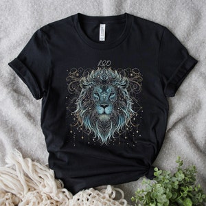 Leo Shirt Unisex Short Sleeve Tee, Cosmic Constellation Shirt, Astrology Sign, Lion Shirt image 1