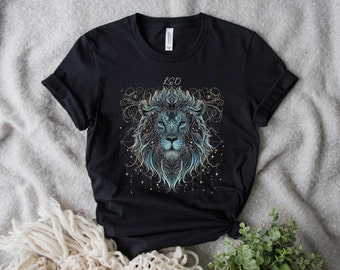 Leo Shirt - Unisex Short Sleeve Tee, Cosmic Constellation Shirt, Astrology Sign, Lion Shirt