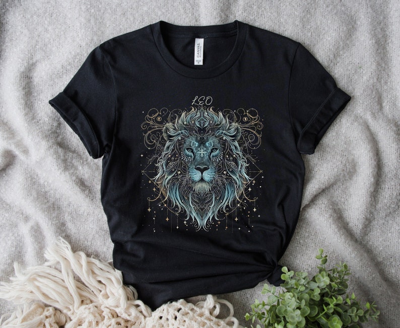 Leo Shirt Unisex Short Sleeve Tee, Cosmic Constellation Shirt, Astrology Sign, Lion Shirt image 1