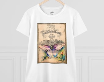 Vintage Butterfly Tee - Damska koszulka graficzna, Retro Butterfly Shirt, Prezent dla Miłośnika Natury, Top w Stylu Lat 90.