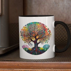 Watercolor Tree - Accent Coffee Mug 11oz, Tree of Life, Nature Lover Mug, Colorful Coffee Cup