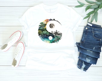 Yin and Yang Shirt - Comfort Tshirt, Sun and Moon Shirt, Aesthetic Shirt, Boho Tee, Celestial Shirt, Nature Shirt