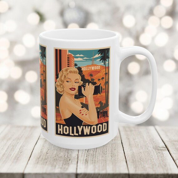 Hollywood Retro Ceramic Coffee Mug - Vintage Coffee Cup, Gift for Movie  Lovers, Art Deco Mug, Classic Film Buff Collectible - Etsy