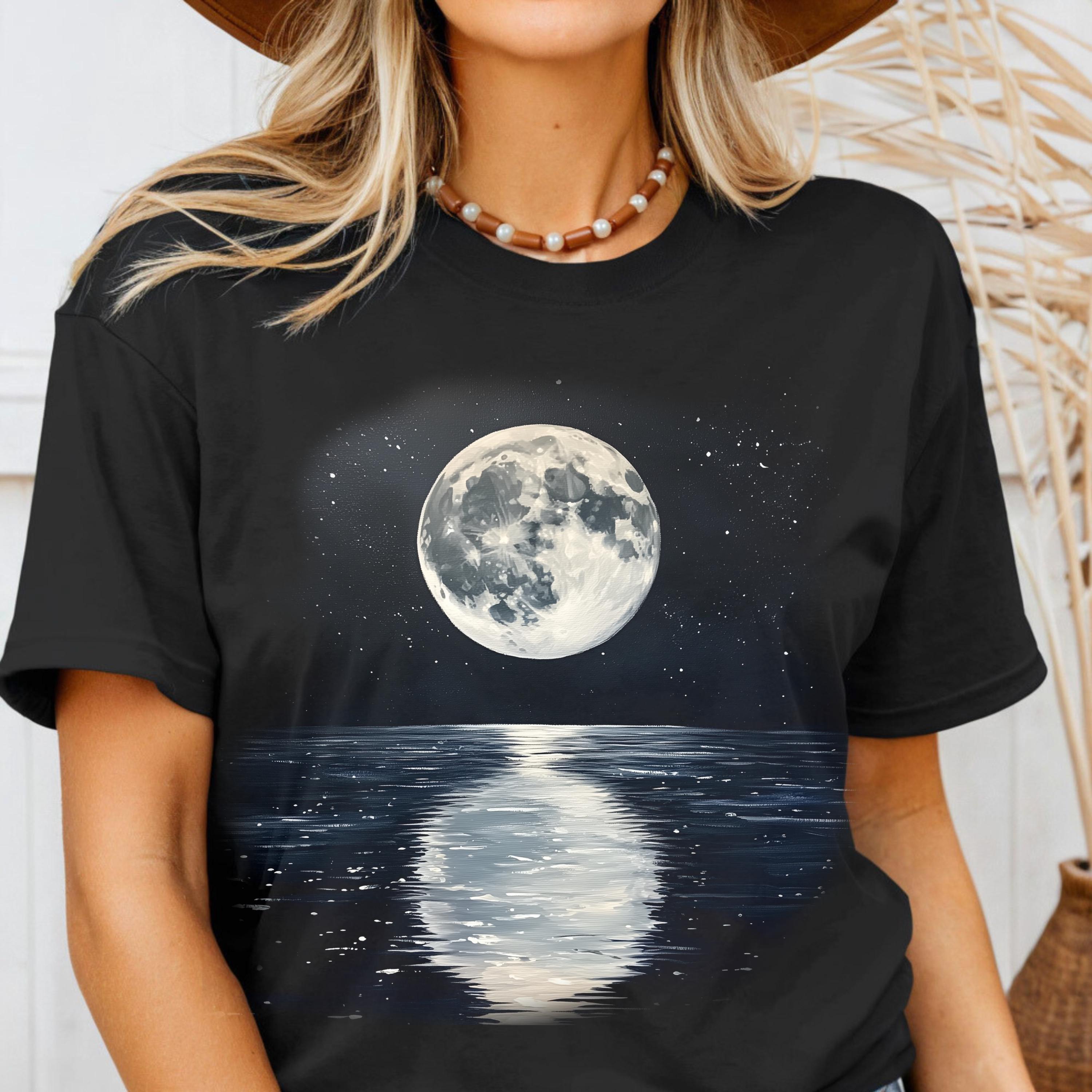 Moon Reflection Unisex Tee - Lunar Sea Shirt, Night Sky Top