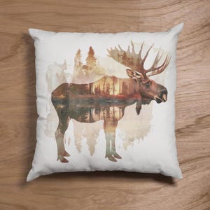 Moose Pillow - Rustic Decor Accent, Cabin Cushion, Woodland Animal Throw, Wildlife Home Gift, Lodge Square Sham
