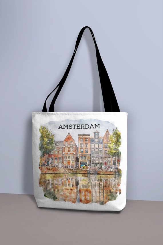 Amsterdam - Tote Bag (AOP), Netherlands, Holland, Souvenir, Skyline, Watercolor Design
