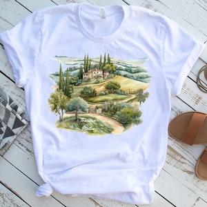 Toskana Italien Shirt - Unisex Kurzarm T-Shirt, Toscana Italia, Toskanische Landschaft, italienisches Shirt