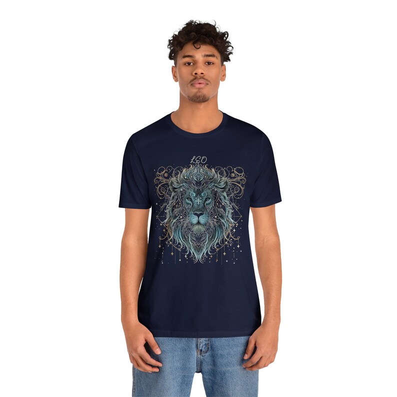 Leo Shirt Unisex Short Sleeve Tee, Cosmic Constellation Shirt, Astrology Sign, Lion Shirt image 3