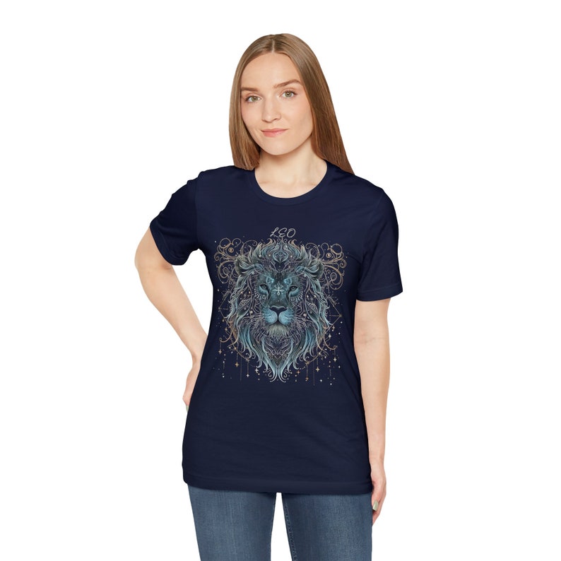 Leo Shirt Unisex Short Sleeve Tee, Cosmic Constellation Shirt, Astrology Sign, Lion Shirt image 5