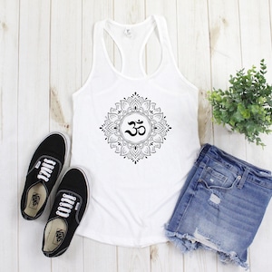 OM MANDALA - Women&#39;s Ideal Racerback Tank, Yoga Shirt, Tank Top, Workout Shirt, Spiritual, Gift for Yogi