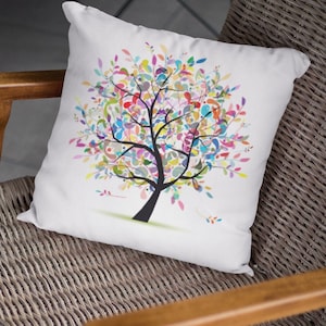 Leaves Of Color Pillow - Spun Polyester Square Pillow, Tree of Life, Zen, The Sacred Tree, Nature, Four sizes available