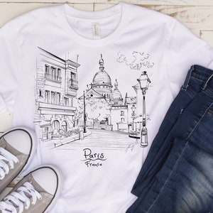 PARIS France Shirt- Travel Tee-Graphic Tshirt-Montmarte-SacreCoeur-Basilica -French Souvenir-Wanderlust-Travel Bug-Europe