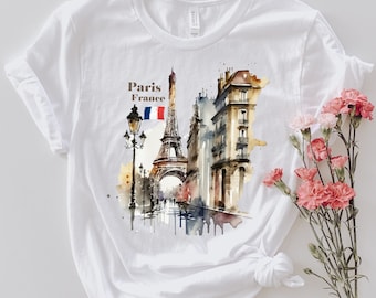 Paris France Shirt - France Shirt, Eiffel Tower Shirt, Gift For Paris Lover, Vacation in Paris Tee, France Souvenir, Watercolor Design