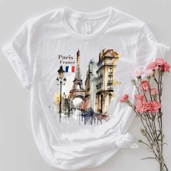 Paris France Shirt - France Shirt, Eiffel Tower Shirt, Gift For Paris Lover, Vacation in Paris Tee, France Souvenir, Watercolor Design