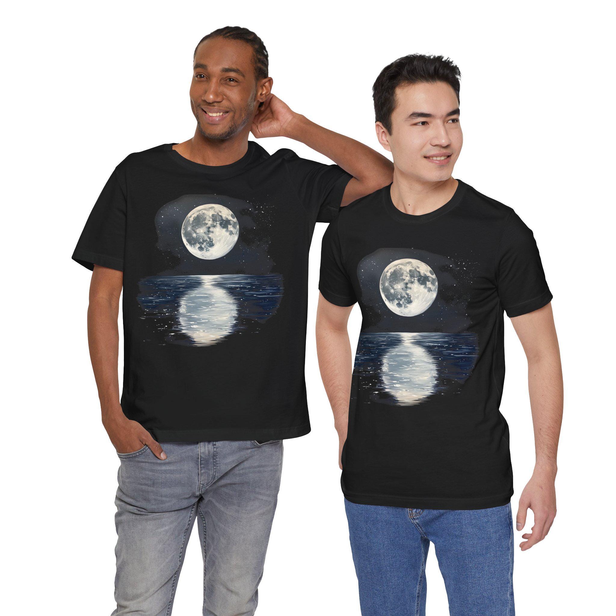 Moon Reflection Unisex Tee - Lunar Sea Shirt, Night Sky Top