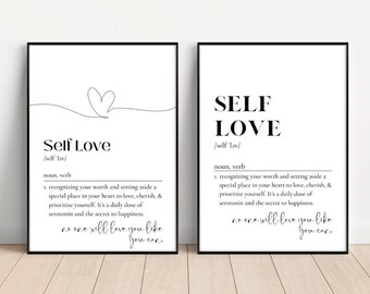 Self Love Definition, Self Love Quotes, Positive Affirmations, Above Bed Wall Art, Daily Affirmations, Self Love Poster, Self Love Check In