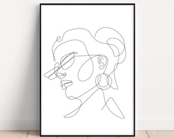 figura femminile line art, donna una linea disegno arte, moda icona stampa, stampa istantanea stampabile, stampa minimalista, donna linea illustrazione