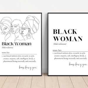 Black Woman Definition, Black Girl Magic Art, Daily Affirmations, Black Excellence, Black and White Art, Printable Wall Art, Black Woman Art