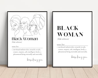 Black Woman Definition, Black Girl Magic Art, Daily Affirmations, Black Excellence, Black and White Art, Printable Wall Art, Black Woman Art
