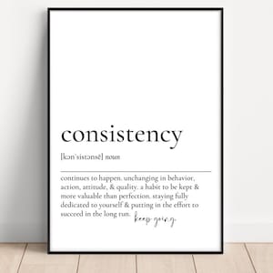 consistency definition print, definition print, printable art, office wall decor, office wall print, home office decor, work from home print