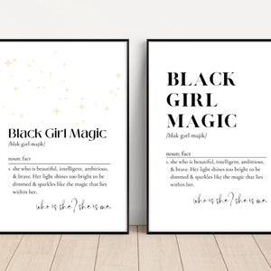 Black Girl Magic Definition, Girls Room Decor, Kids Room Decor, Black Girl Wall Art, Nursery Wall Art, Kids Affirmations, Digital Art image 1