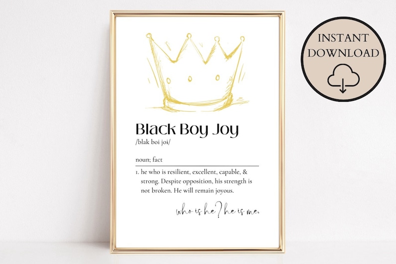 Black Boy Joy Definition Black Boy Art Kids Room Decor Etsy