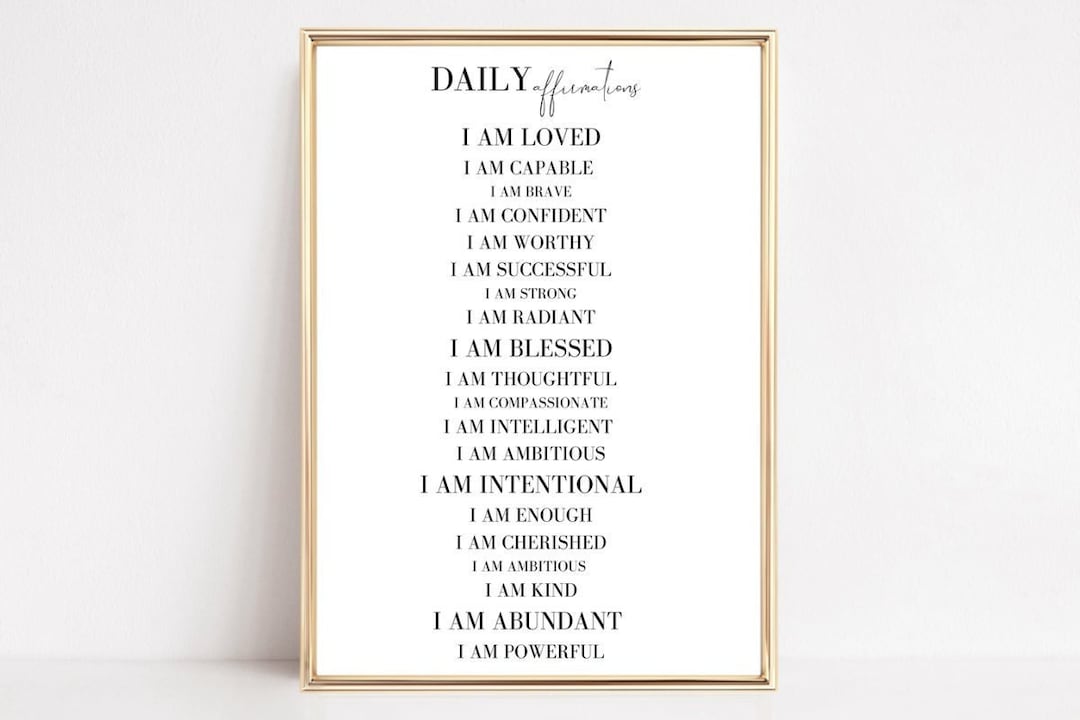Daily Affirmations, Affirmations Wall Art, Instant Download, Printable ...