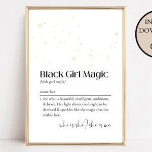 Black Girl Magic Definition, Girls Room Decor, Kids Room Decor, Black Girl Wall Art, Nursery Wall Art, Kids Affirmations, Digital Art image 2