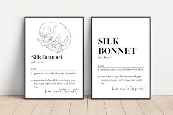 Silk Bonnet Definition Print, Black Art, Black Woman Art, Minimalist Wall Art, Instant Download, Definition Print, Bathroom Wall Decor