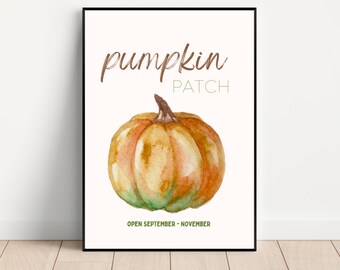 Autumn Wall Art, Pumpkin Patch Art Print, Farmhouse Wall Decor, Printable Wall Art, Watercolor Art, Pumpkin Wall Art, Neutral Wall Art