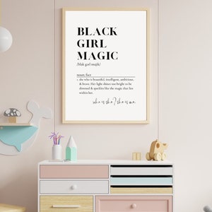 Black Girl Magic Definition, Girls Room Decor, Kids Room Decor, Black Girl Wall Art, Nursery Wall Art, Kids Affirmations, Digital Art image 5