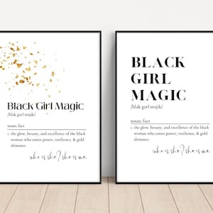 Black Girl Magic Definition, Black Woman Art, Daily Affirmations, Definition Print, Minimalist Decor, Printable Wall Art, Black Excellence