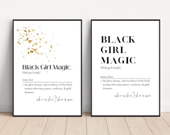 Black Girl Magic Definition, Black Woman Art, Daily Affirmations, Definition Print, Minimalist Decor, Printable Wall Art, Black Excellence