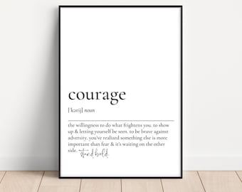 Courage Definition Print, Printable Wall Art, Inspirational Quote, Motivational Office Print, Office Wall Decor, Instant Download, Wall Art